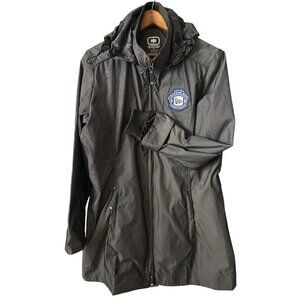 OGIO Black Jacket Pinstripe Bowl Hooded Water-Resistant Zip Up Pockets Large